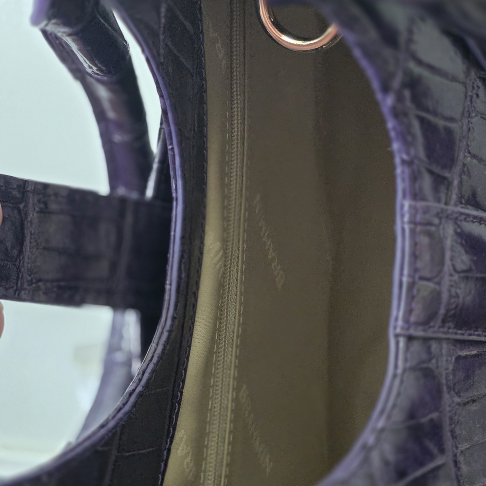 Brahmin Adrian Satchel Purple Croc Embossed Leather Voltage Violet NWT - Picture 10 of 16